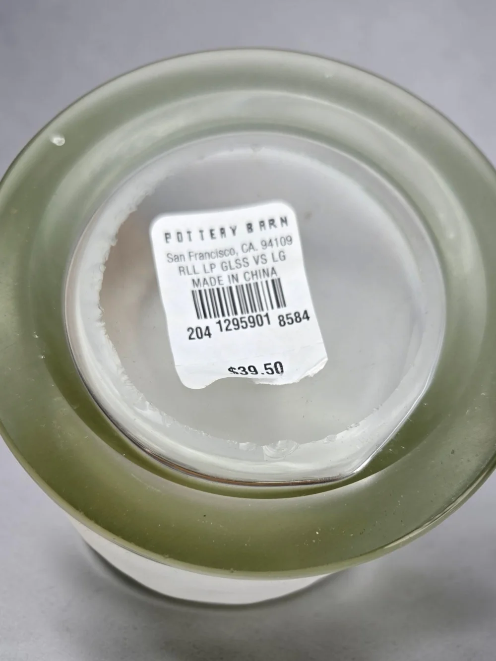 NWT Pottery Barn Large Recycled Glass Bottle Vase 14.5